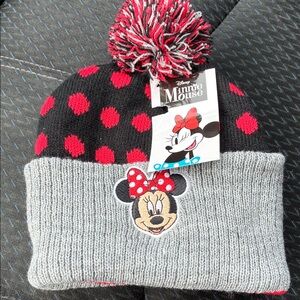 Disney Minnie Mouse Polka Dot Beanie - Black, Gray, and Red